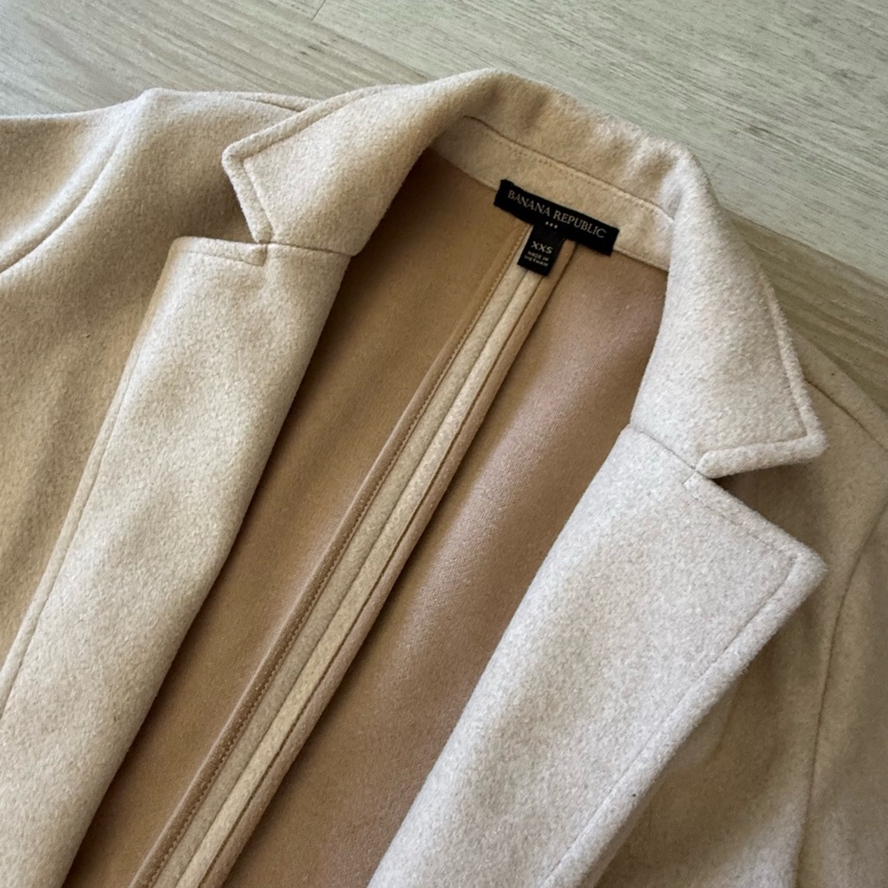 Banana Republic Cream Long PeaCoat XXS - Picture 2 of 4